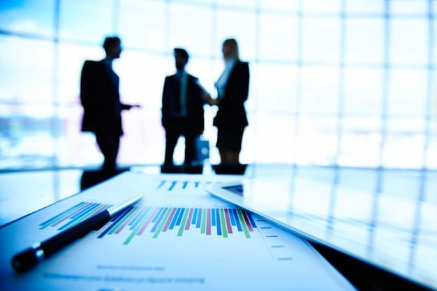 Bar Graph With Silhouettes Of Co Workers Background 1098 2543